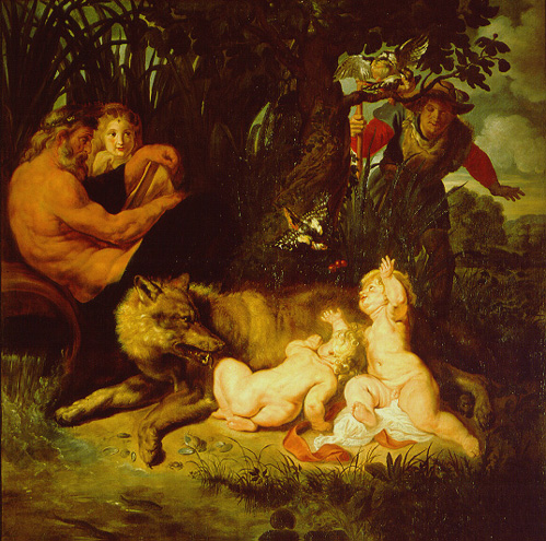 Romulus and Remus with she-wolf